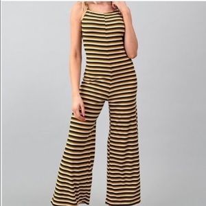 Striped backless jumpsuit